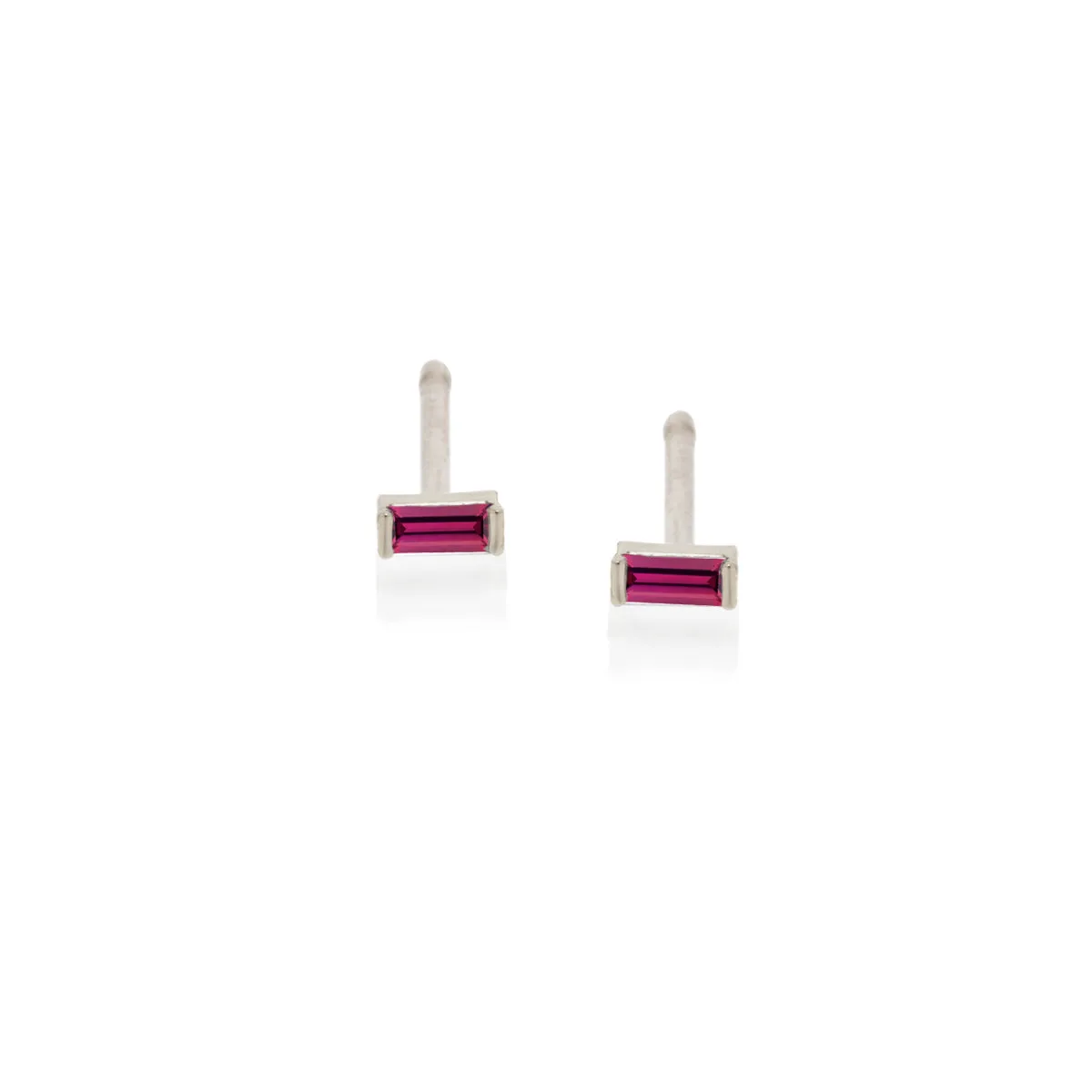 14k Garnet Baguette Studs | January Birthstone