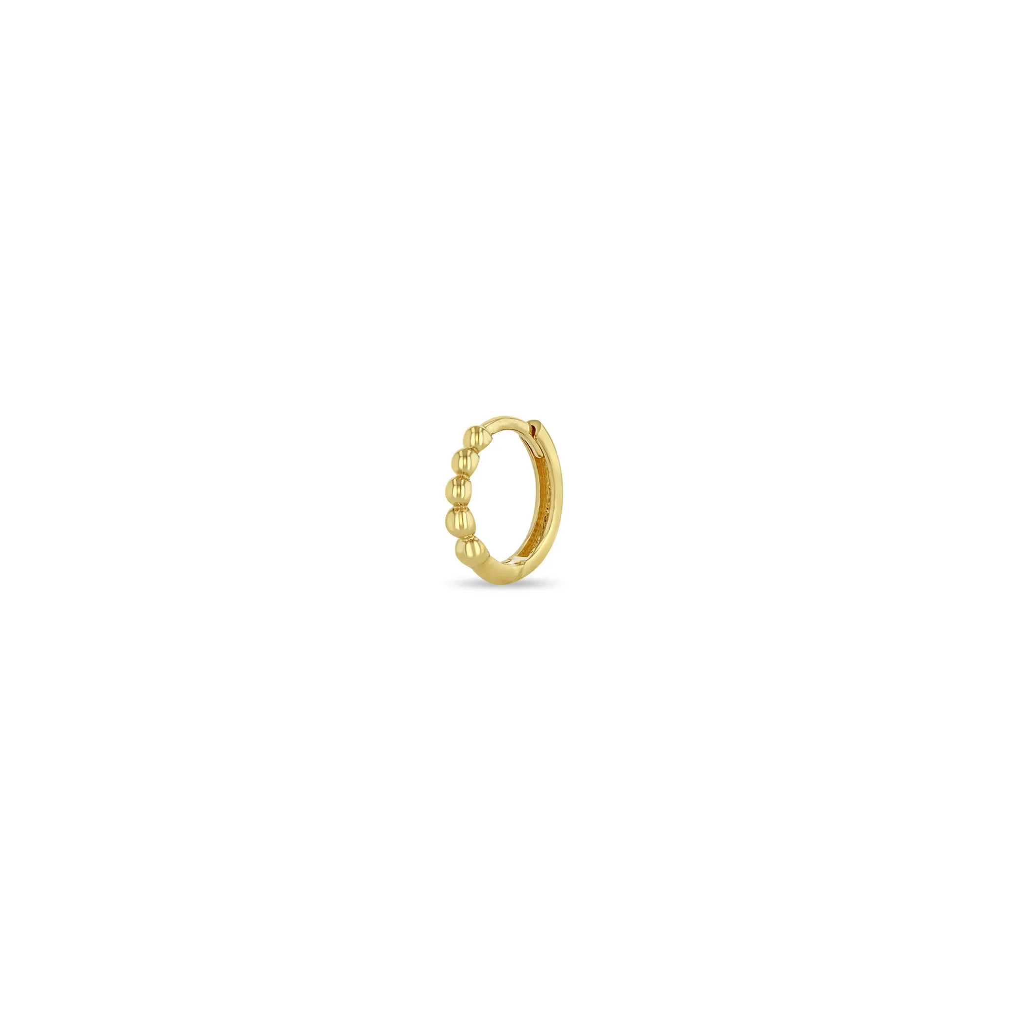 14k Gold Beaded Hinge Huggie Hoop