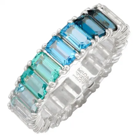 14k Gold Gemstone Blue Ombre Eternity Ring