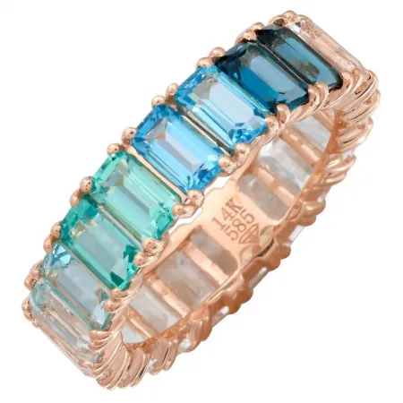 14k Gold Gemstone Blue Ombre Eternity Ring