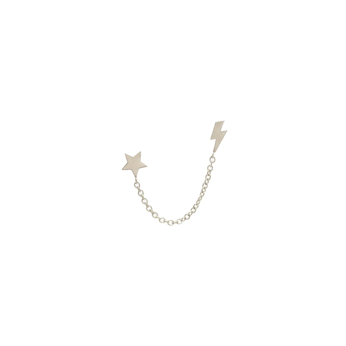 14k Itty Bitty Star & Lightning Bolt Chain Double Stud Earring