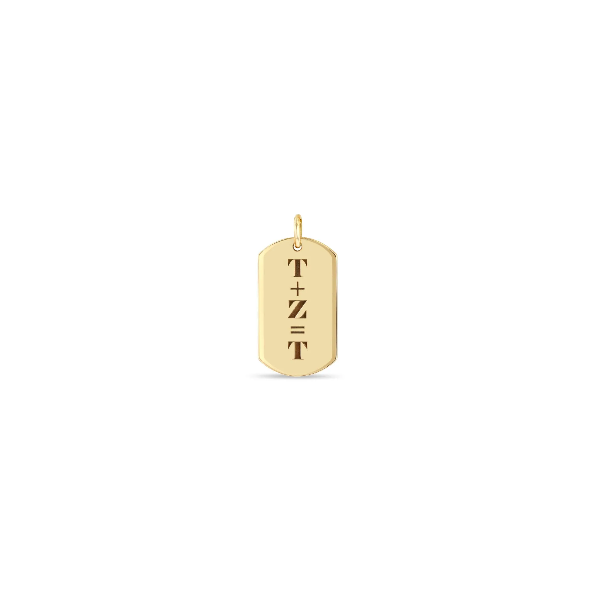 14k Single Initials Equation Medium Dog Tag Charm