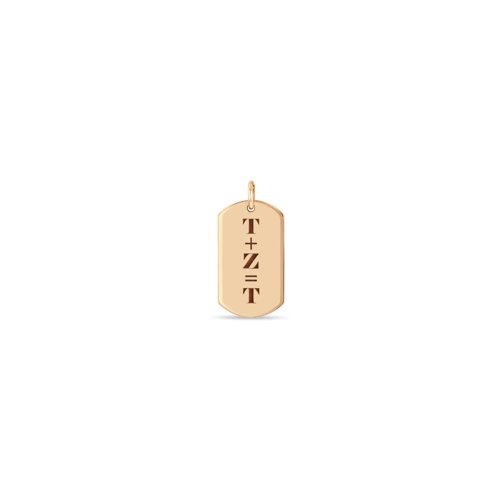 14k Single Initials Equation Medium Dog Tag Charm