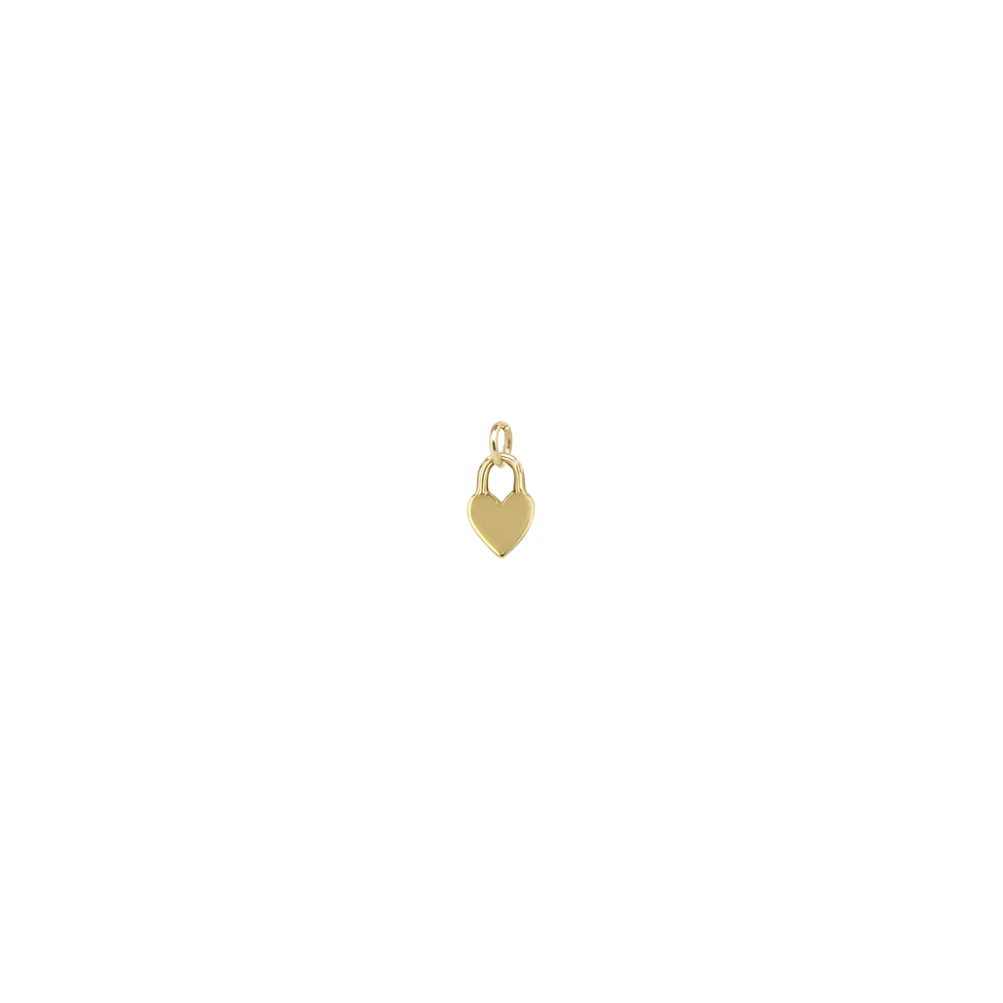 14k Single Midi Bitty Heart Padlock Charm