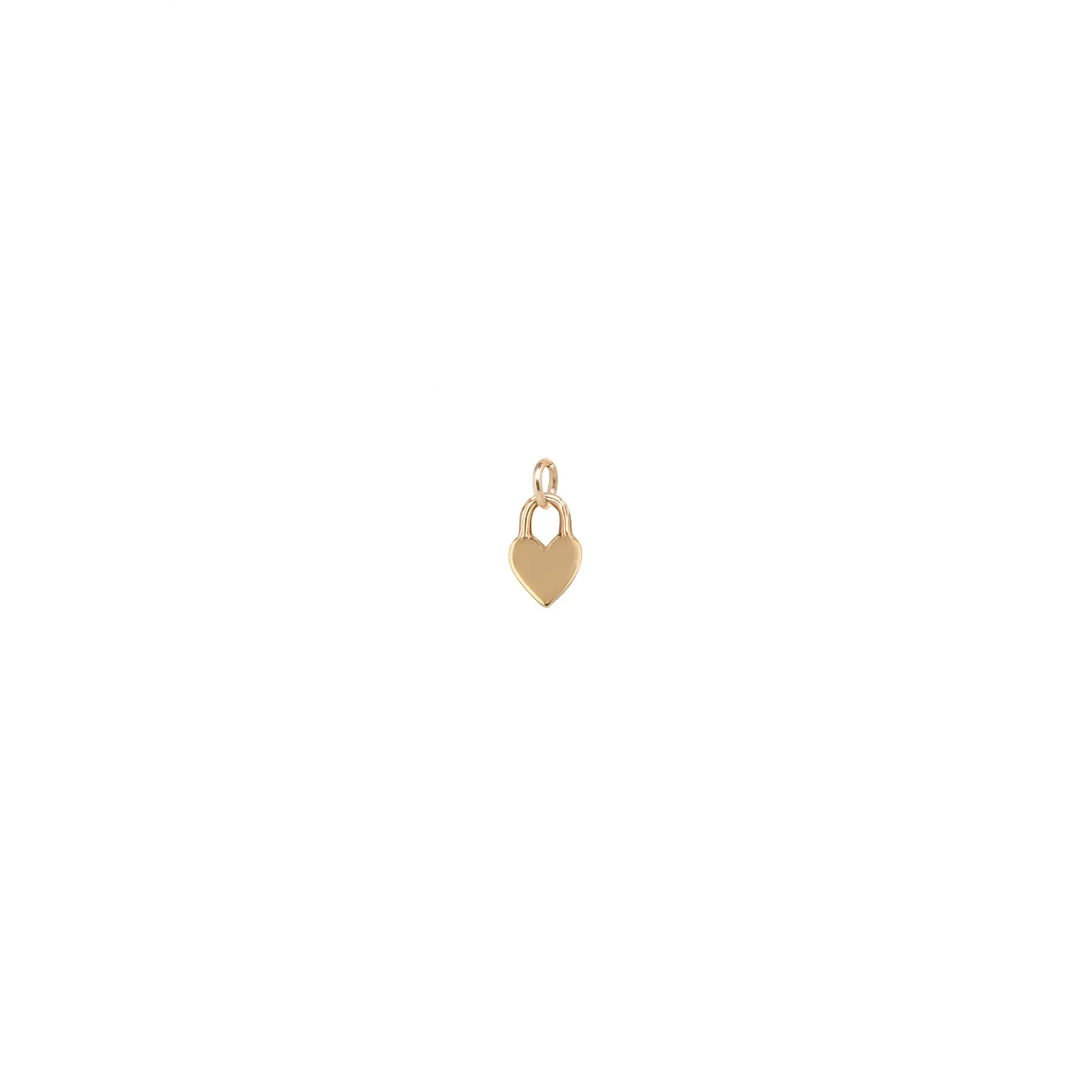 14k Single Midi Bitty Heart Padlock Charm