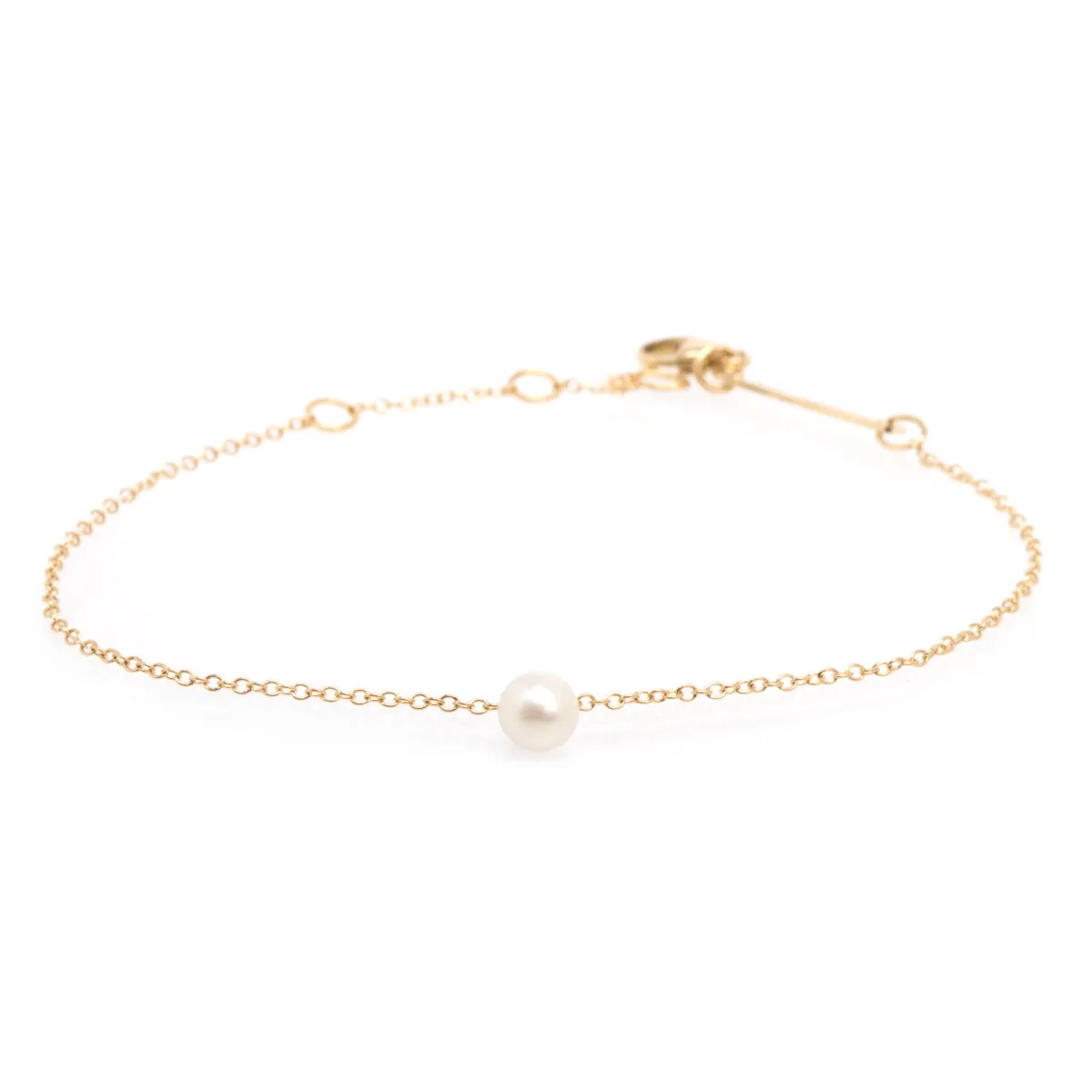 14k Single Pearl Charm Bracelet