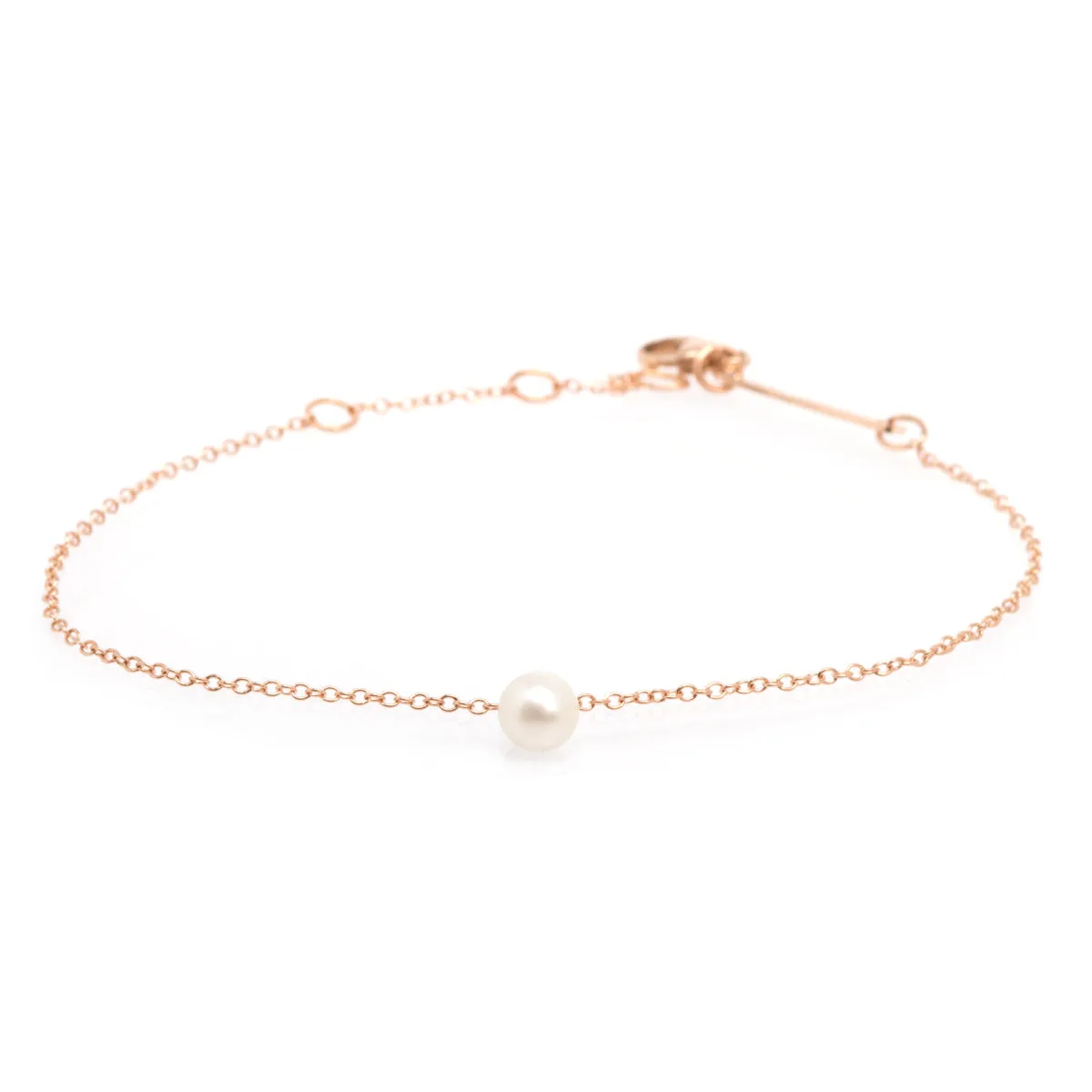 14k Single Pearl Charm Bracelet