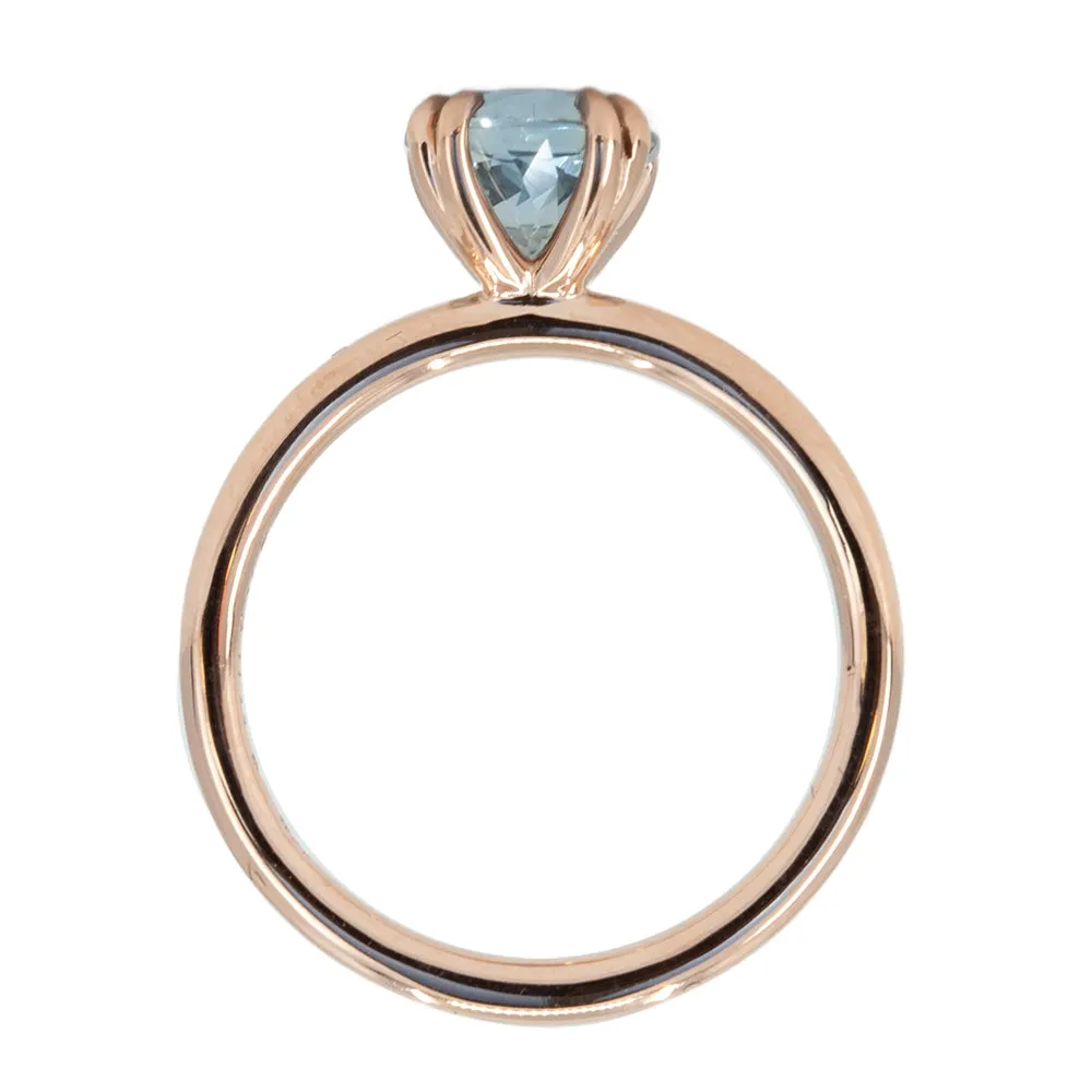 1.69ct Silver Blue Grey Montana Sapphire Double Prong Solitaire Ring in 14k Rose Gold