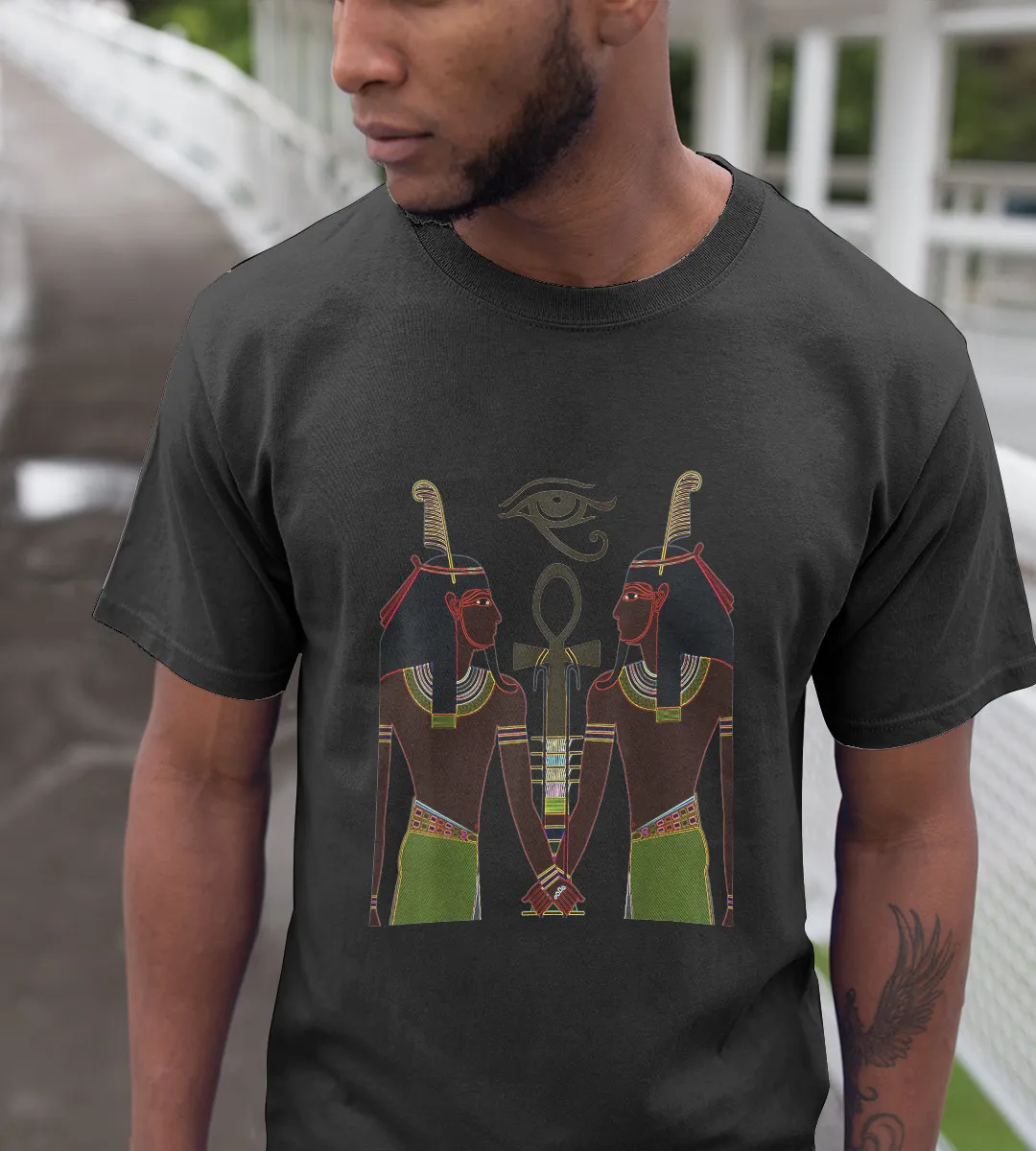 1sttheworld T-Shirt - Egyptian God Shu Kemetic African T-Shirt Black A35