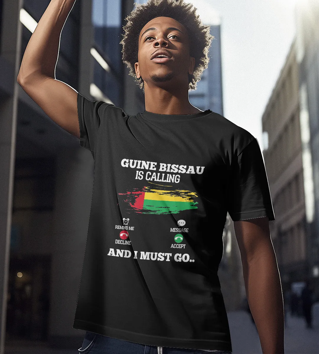 1sttheworld T-Shirt - Guine Bissau Is Calling T-Shirt Black A35