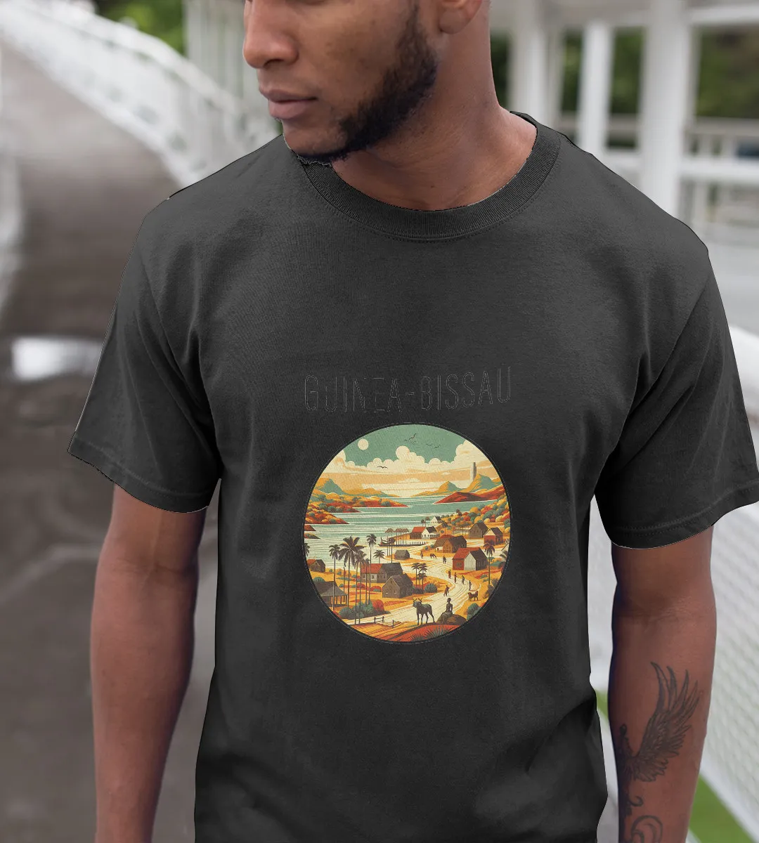 1sttheworld T-Shirt - Guinea bissau Scenery Art Deco T-Shirt Black A35