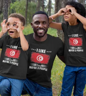 1sttheworld T-Shirt - I Like Tunisia And Maybe 3 People T-Shirt Black A35