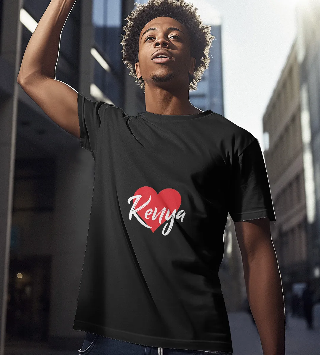 1sttheworld T-Shirt - I Love Kenya First Name T-Shirt Black A35