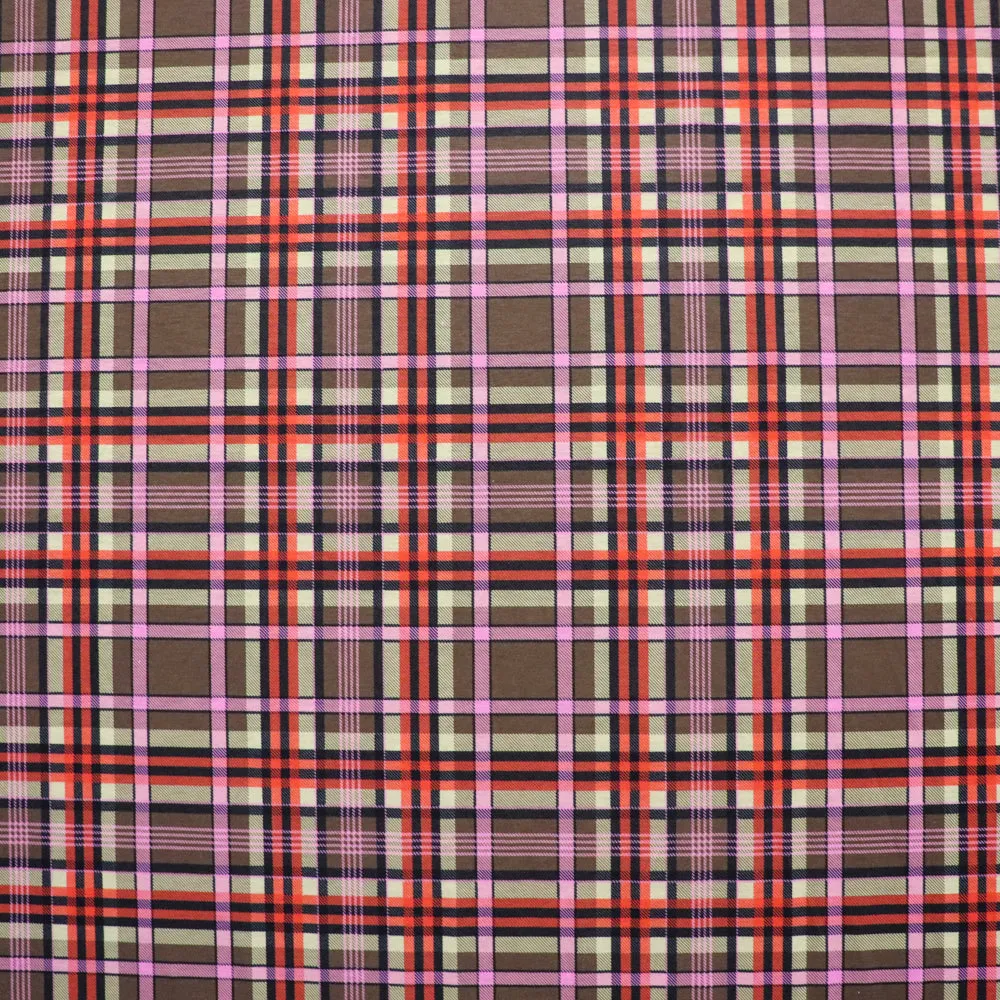 (28C) Red Tartan Jersey Fabric