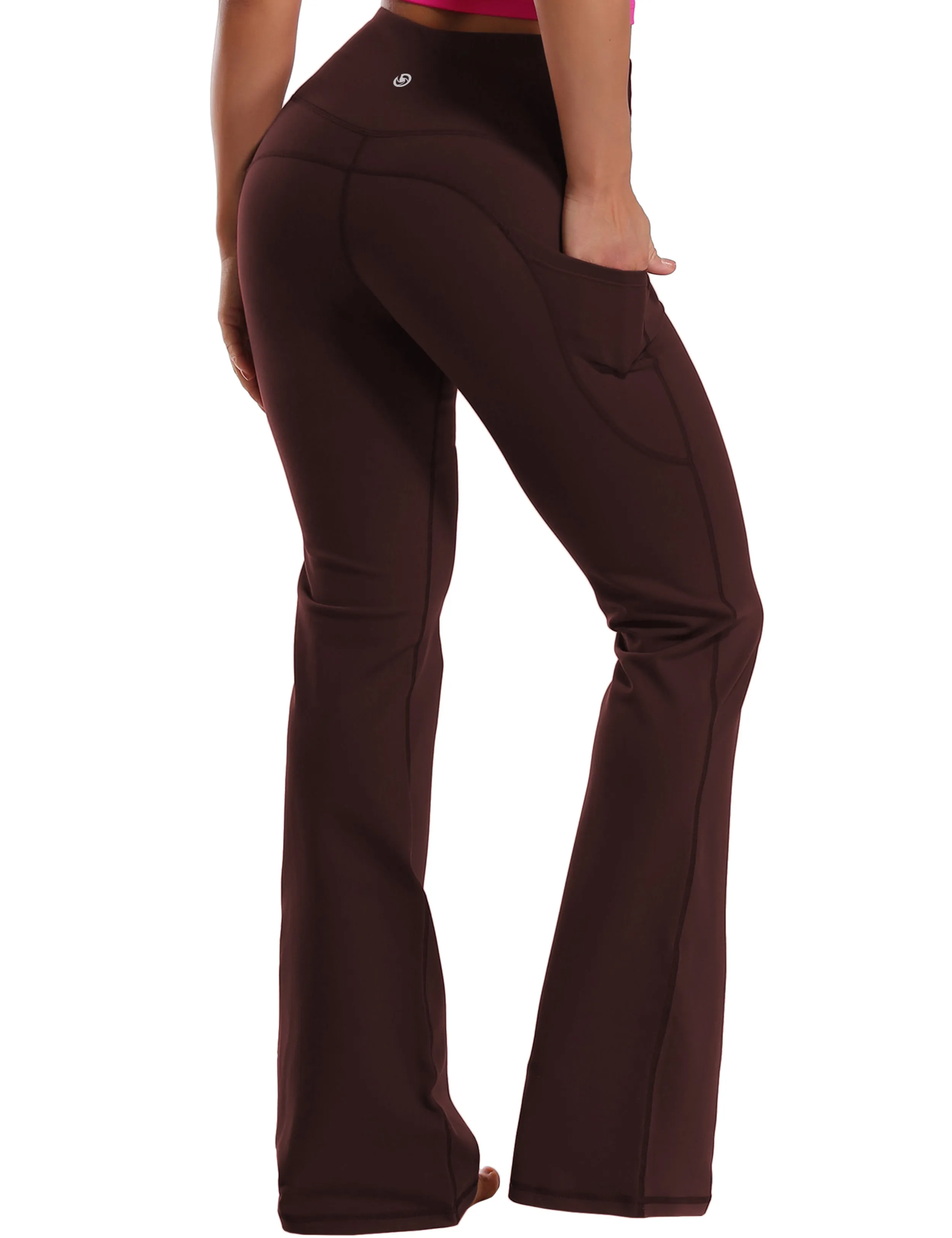 29" 31" 33" 35" 37"  Side Pockets Bootcut Leggings mahoganymaroon