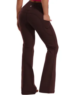 29" 31" 33" 35" 37"  Side Pockets Bootcut Leggings mahoganymaroon