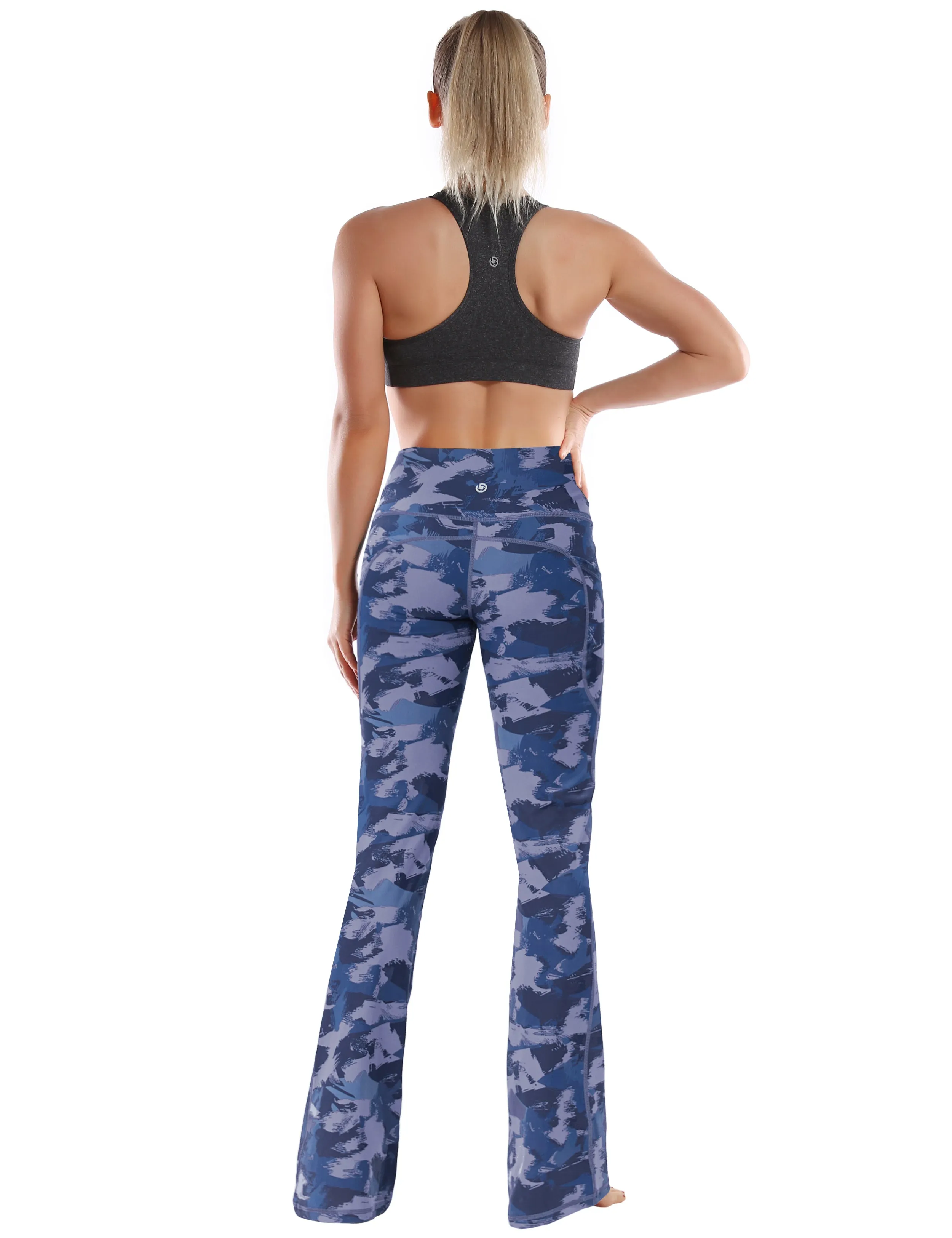 29" 31" 33" 35" 37"  Side Pockets Bootcut Leggings navy brushcamo