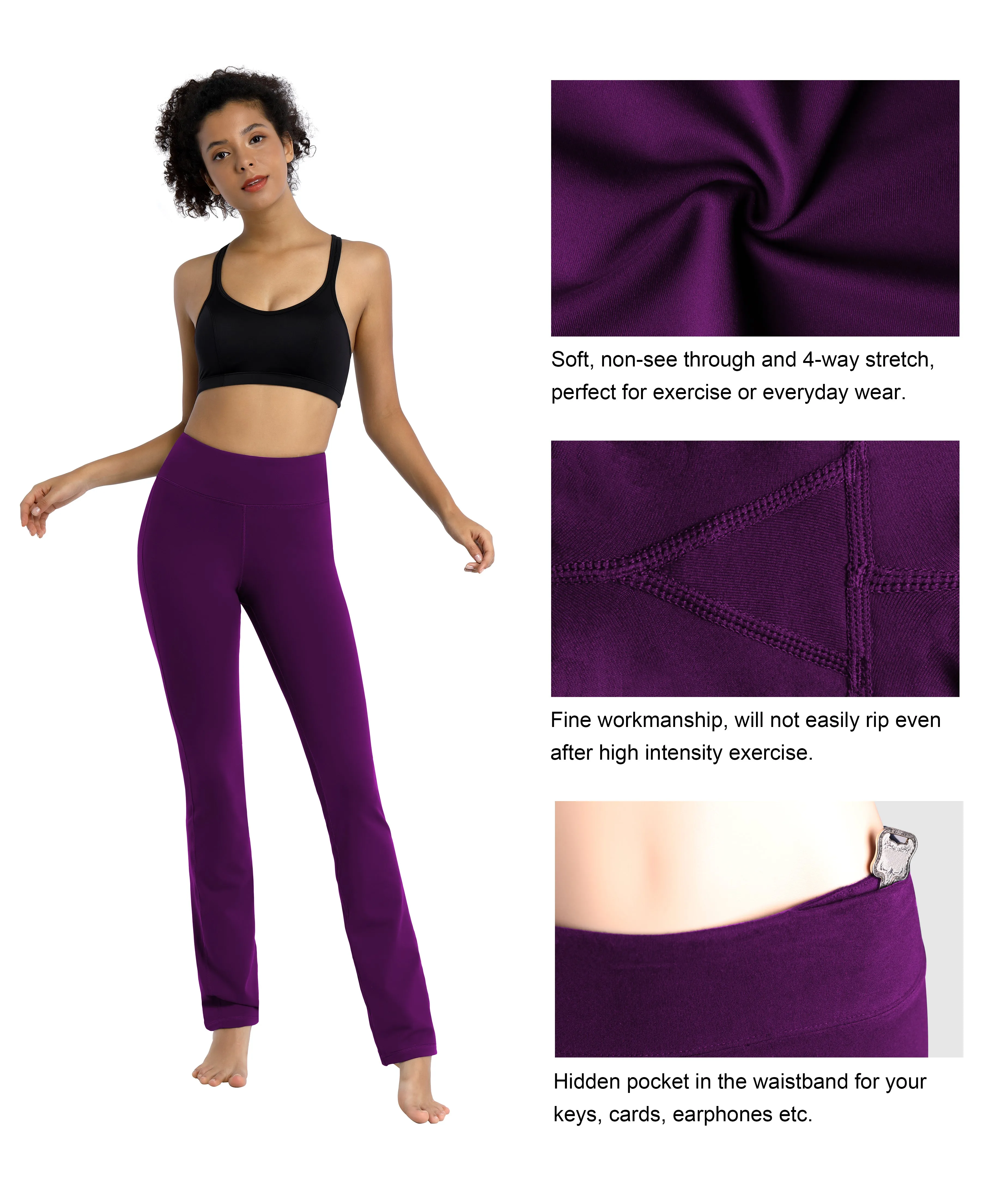 29" 31" 33" 35" Straight Leg Leggings plum