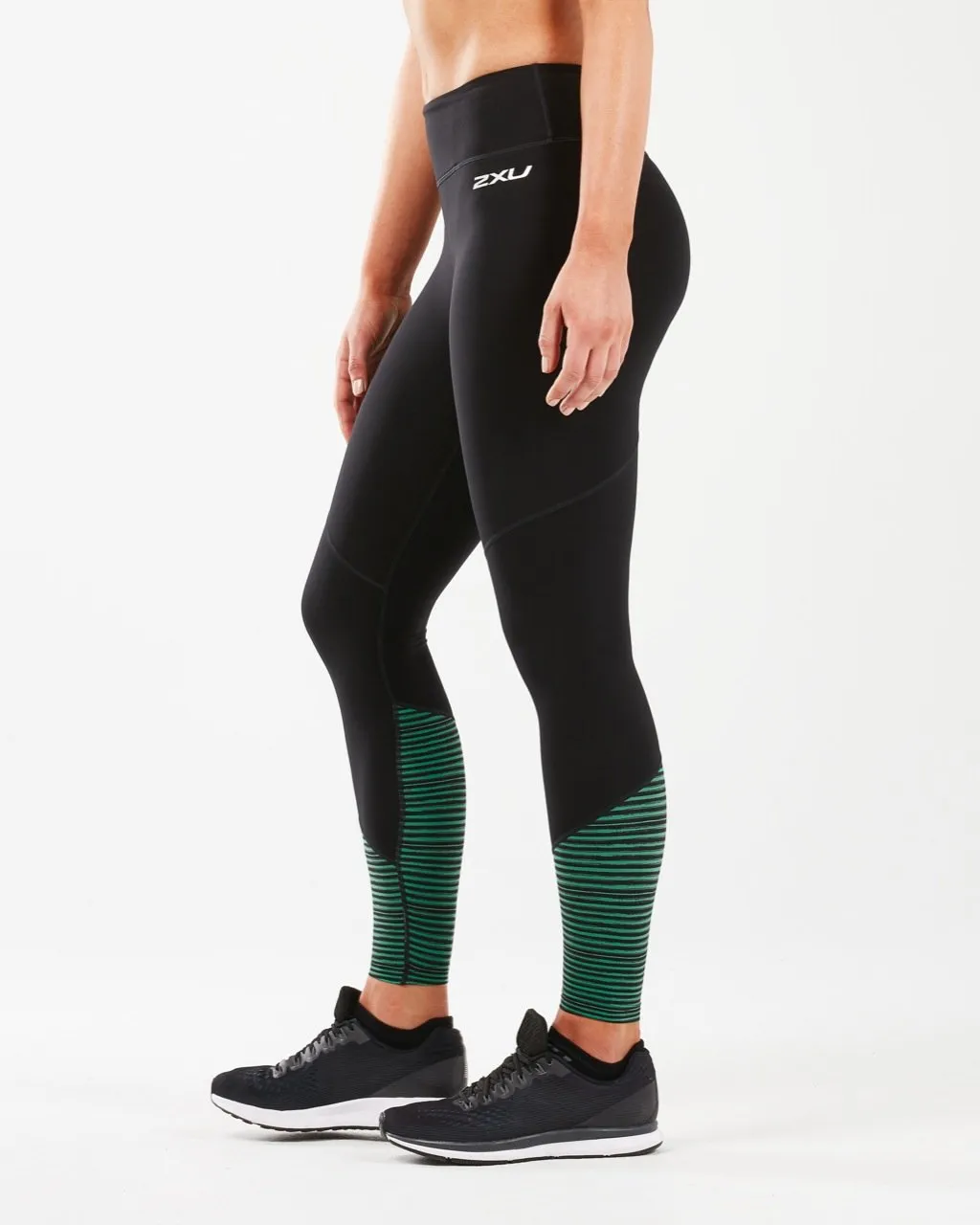 2XU Women's Fitness Mid-rise Color Block Compression Tights-WA5389B (BLK/GGS)