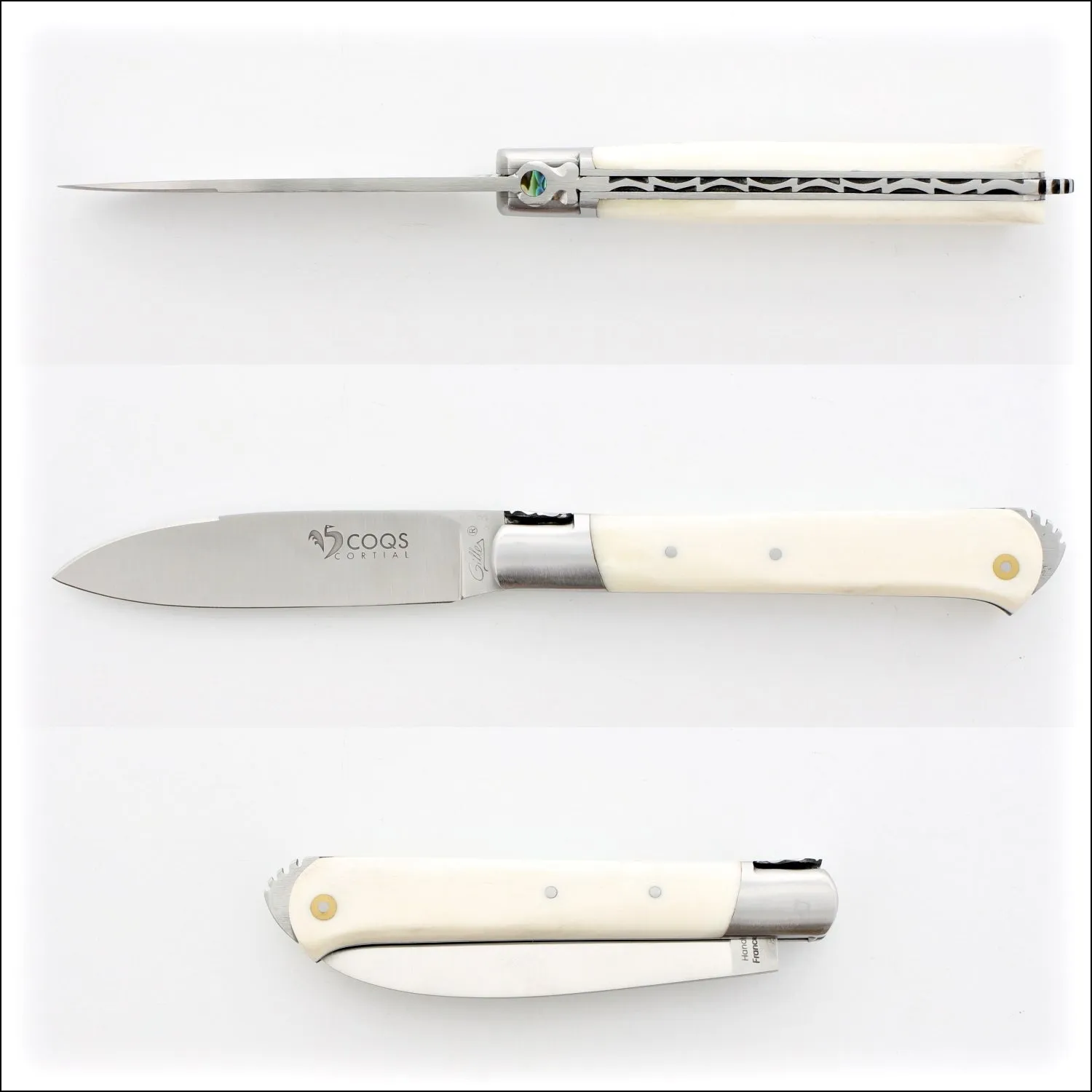 5 Coqs Pocket Knife - Cattle Bone and Mother of Pearl Inlay