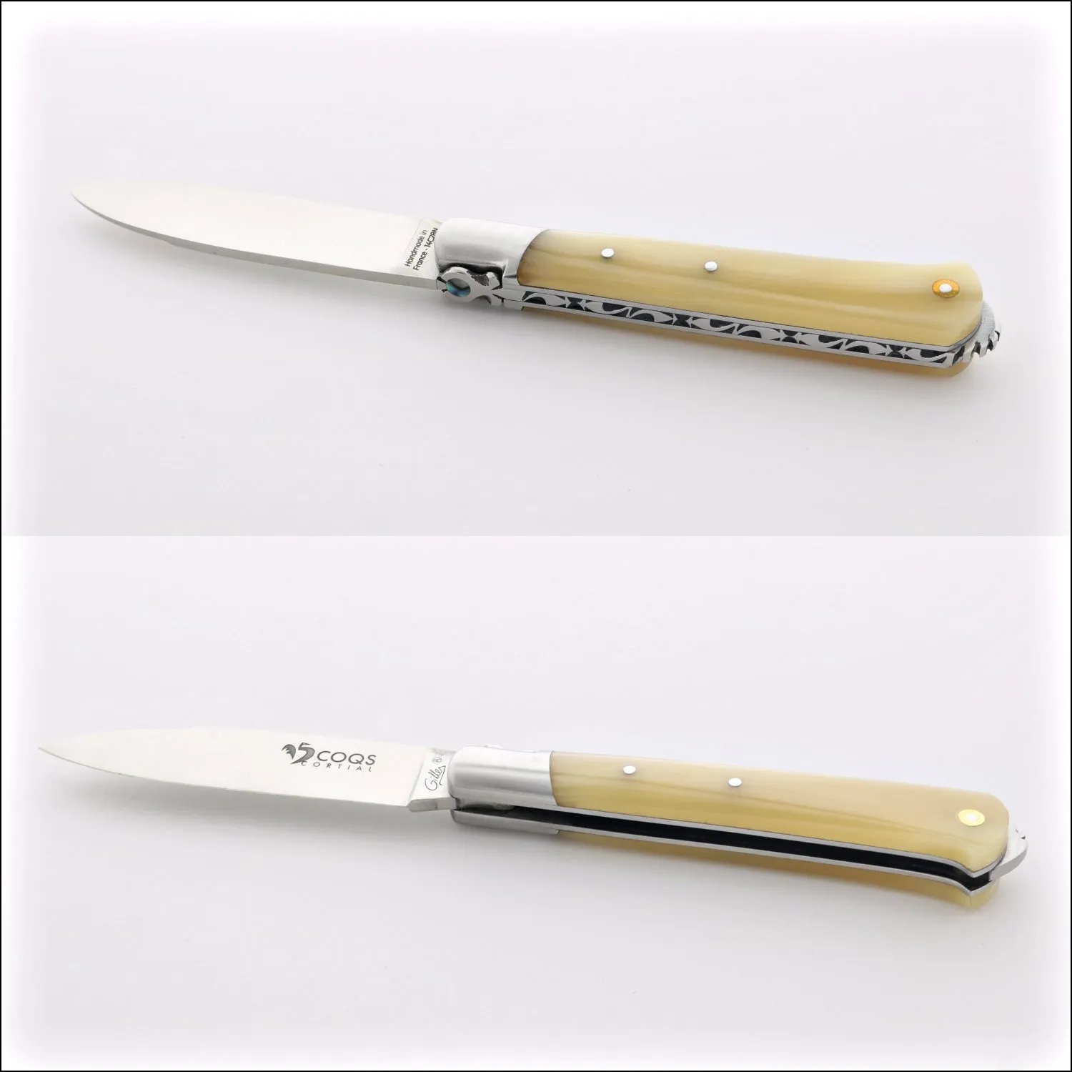 5 Coqs Pocket Knife - Horn Tip & Mother of Pearl Inlay