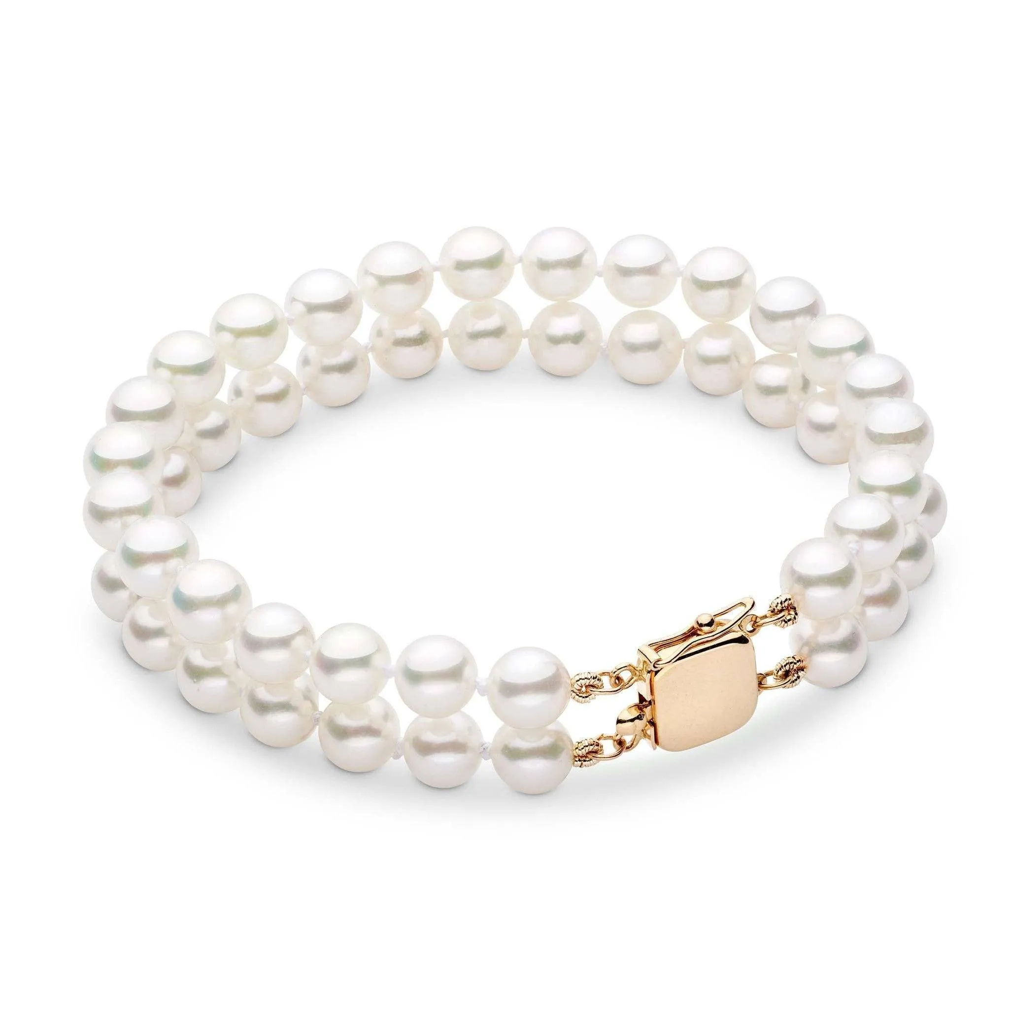 6.5-7.0 mm Double Strand White Akoya AAA Pearl Bracelet