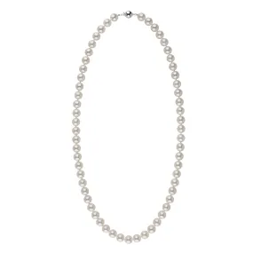 8.5-9.0 mm 22 Inch AAA Blush White Silver Tone Akoya Pearl Necklace