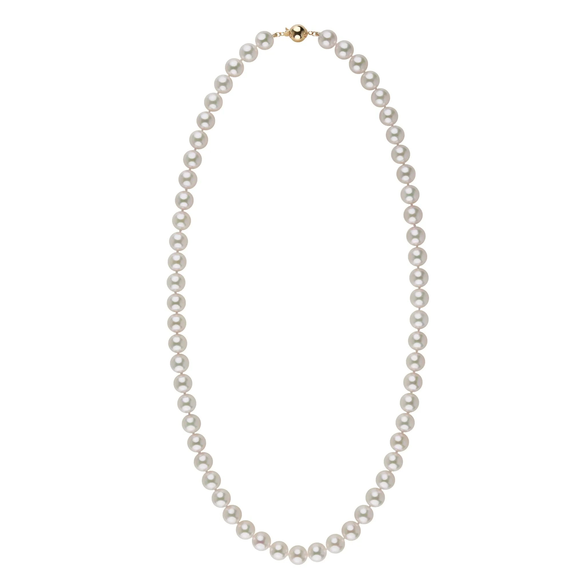 8.5-9.0 mm 22 Inch AAA Blush White Silver Tone Akoya Pearl Necklace