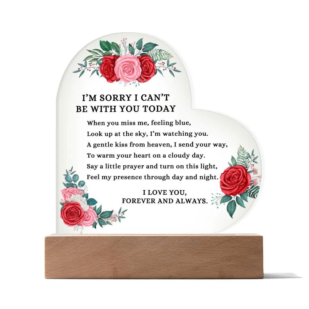 A Valentine from Heaven, Memorial Heart Shape Acrylic Plaque with LED Lights