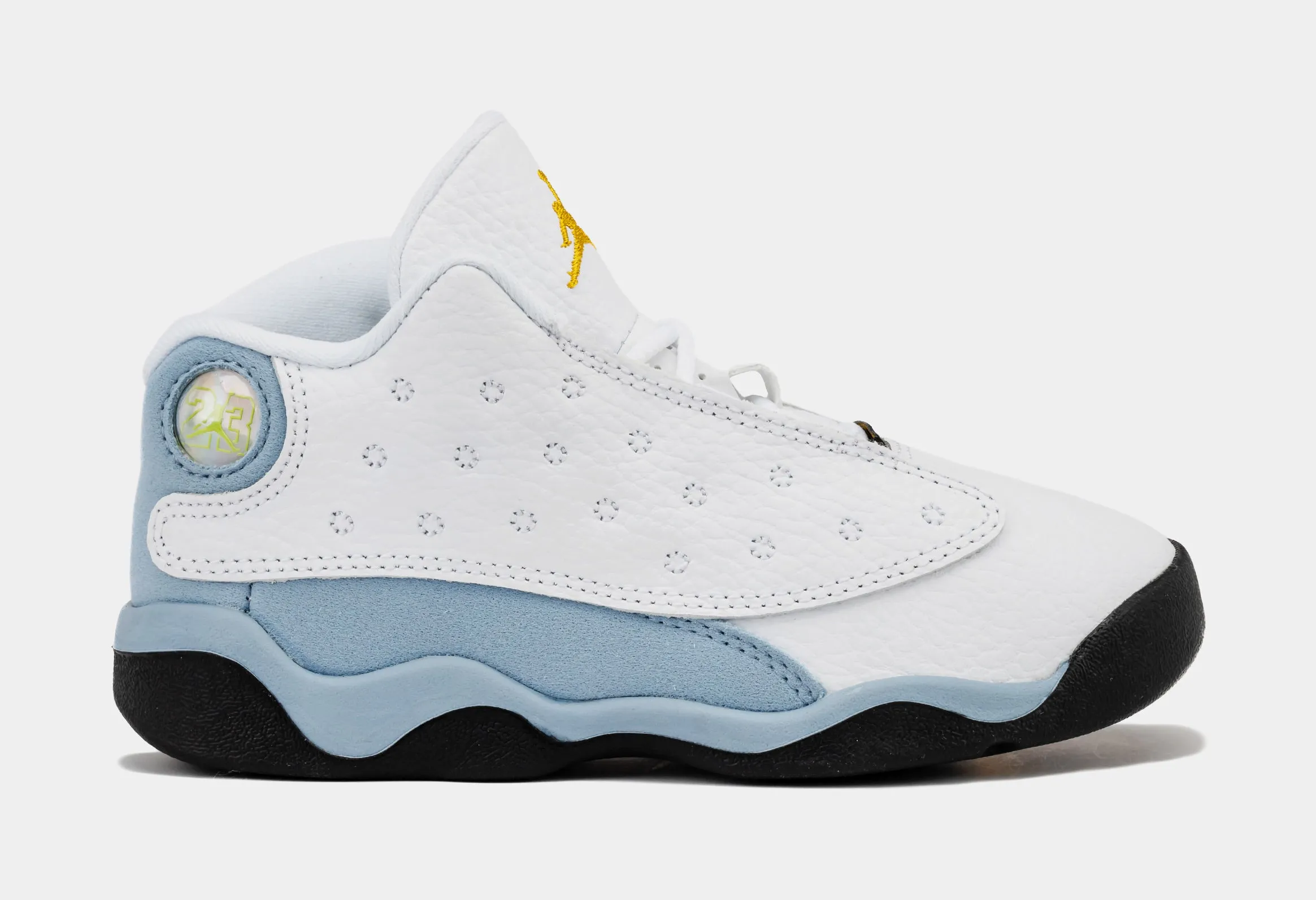 Air Jordan 13 Retro Blue Grey Infant Toddler Lifestyle Shoes (White/Yellow Ochre/Blue Grey/Black)