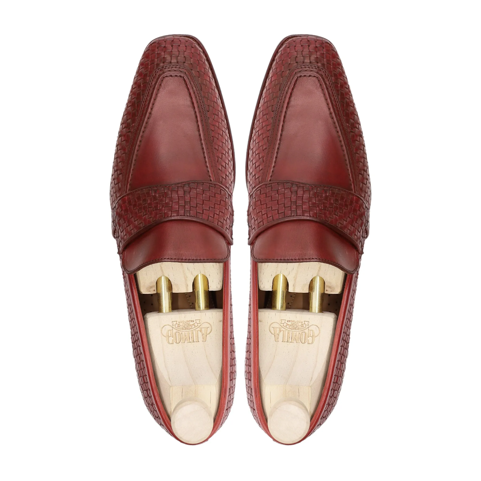 Alessandro - Men's Oxblood Calf And Hand Woven Leather Loafer