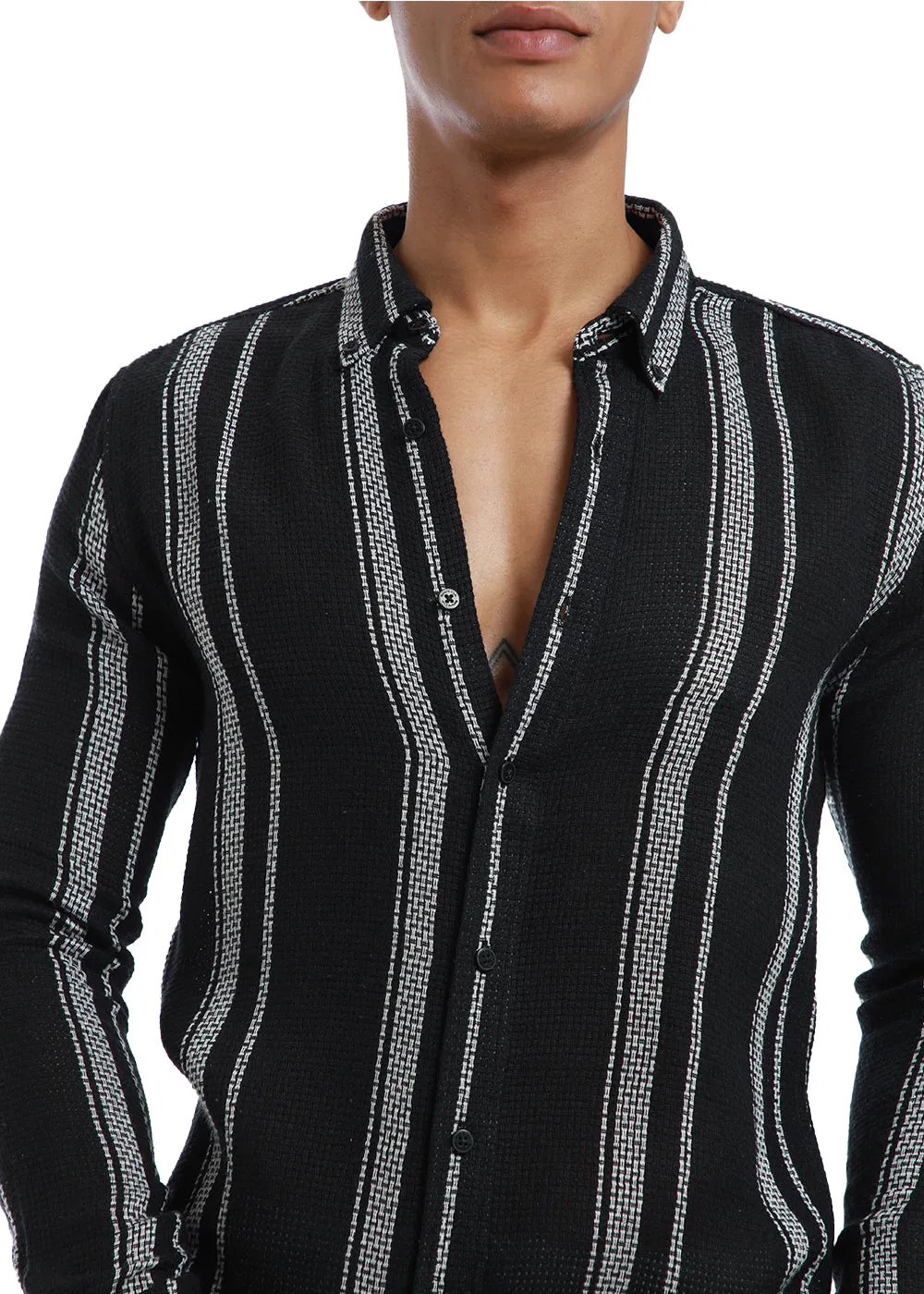 Aspect Black Striped Shirt