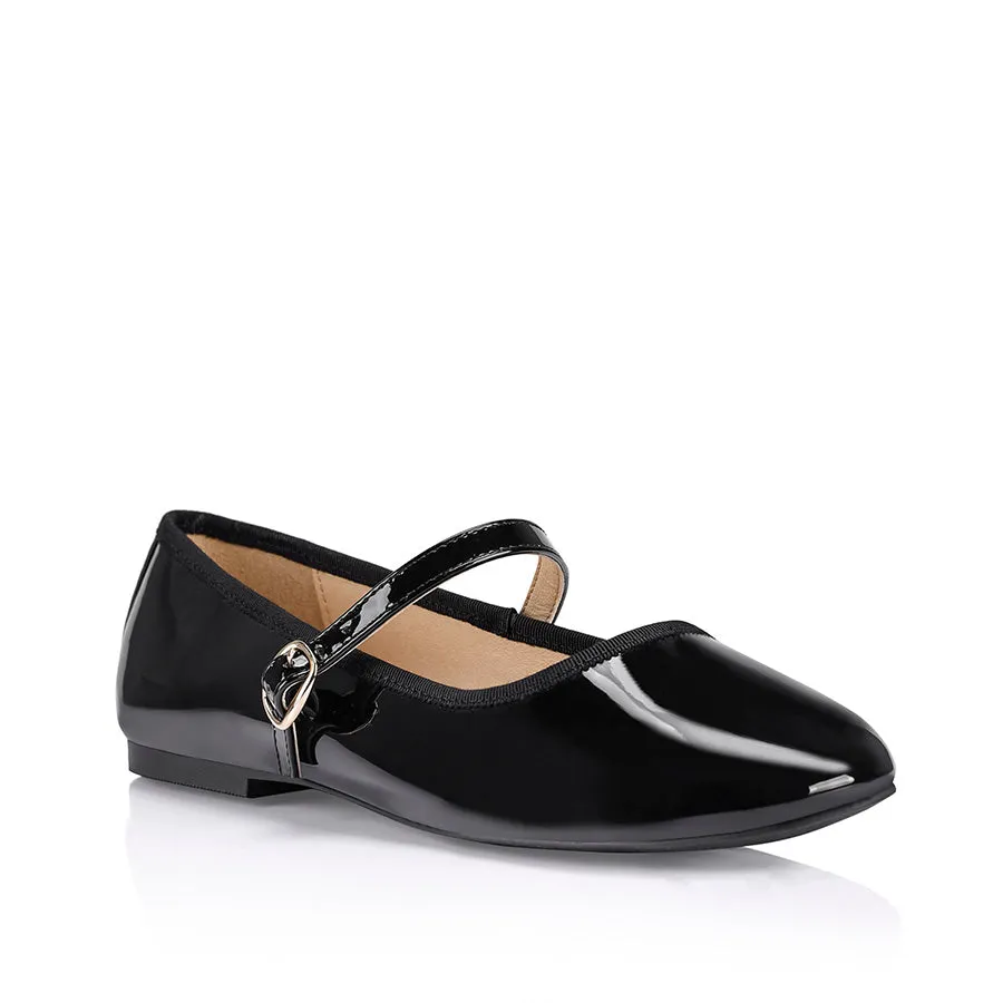 Bambi Mary-Jane Flats - Black Patent