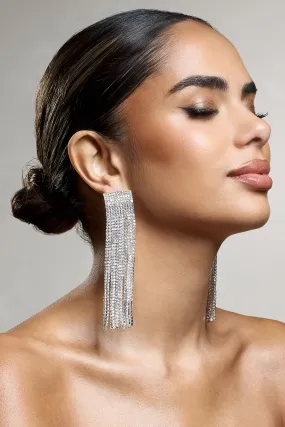 Bedazzle | Silver Diamante Tassel Earrings