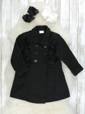 Black Collared Ruffle Jacket