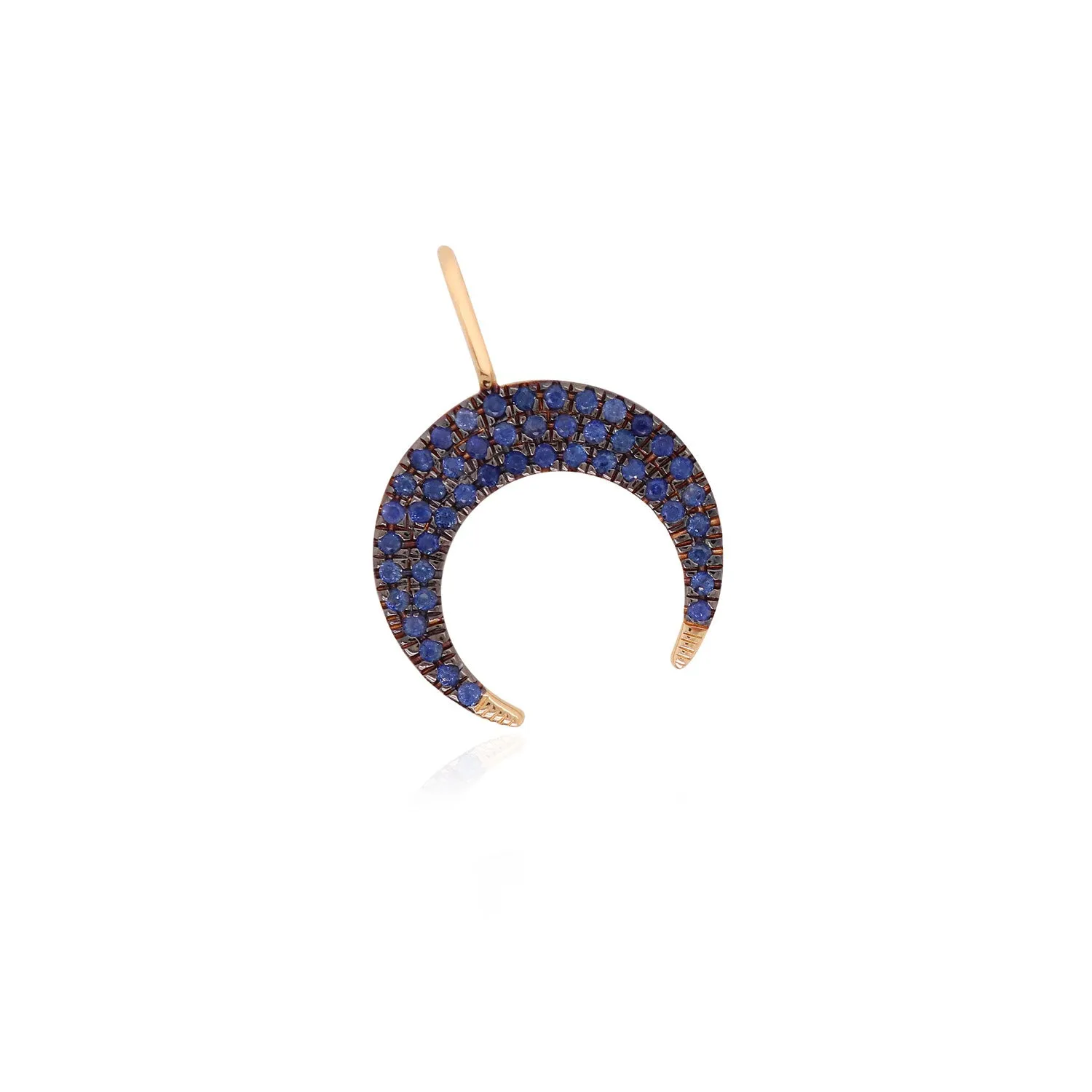 Blue Sapphire Crescent Horn Charm