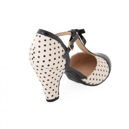 Blush Black Polka Dot 1940s Platform High Heels