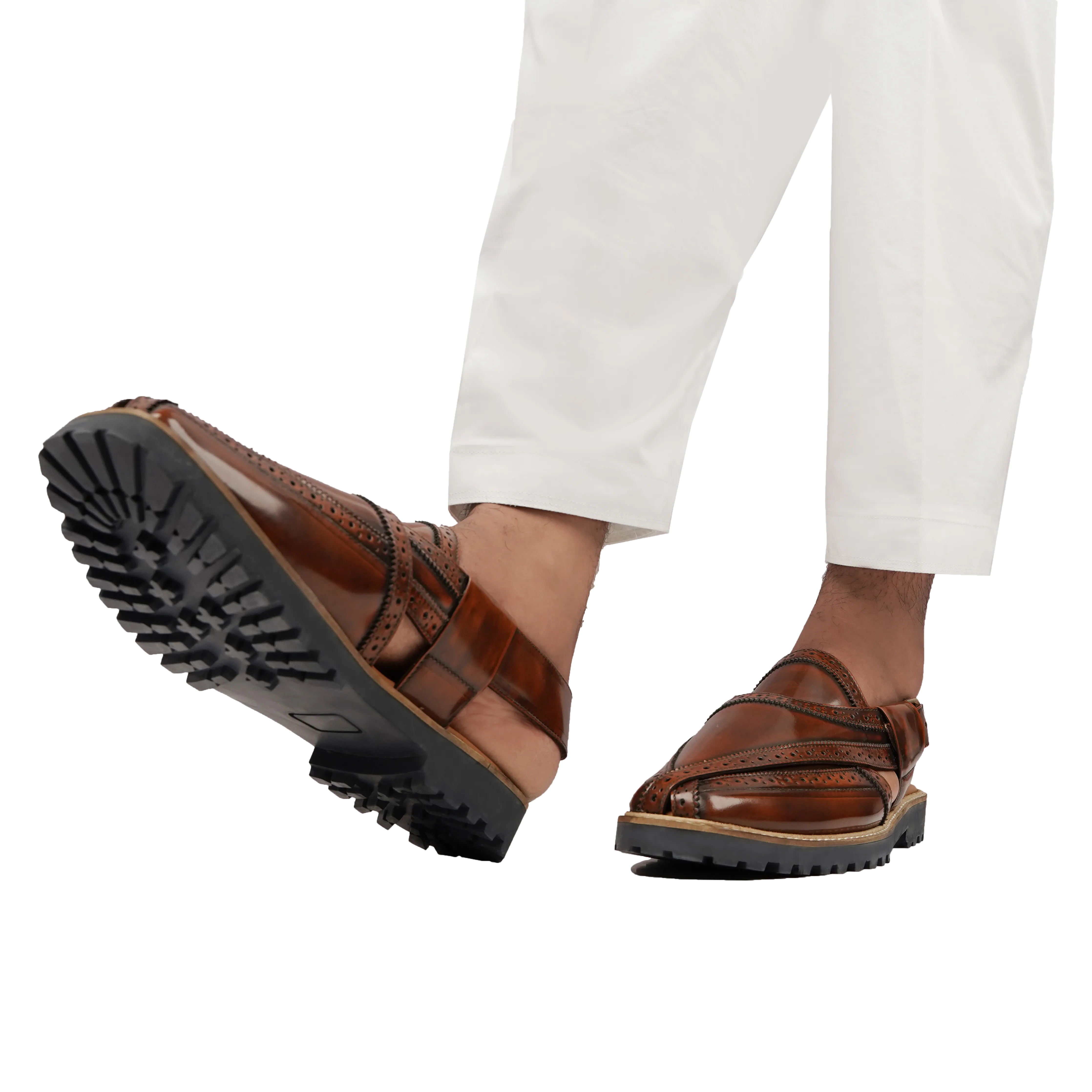 Brooklyn - Men's Tan Box Leather High Shine Sandal