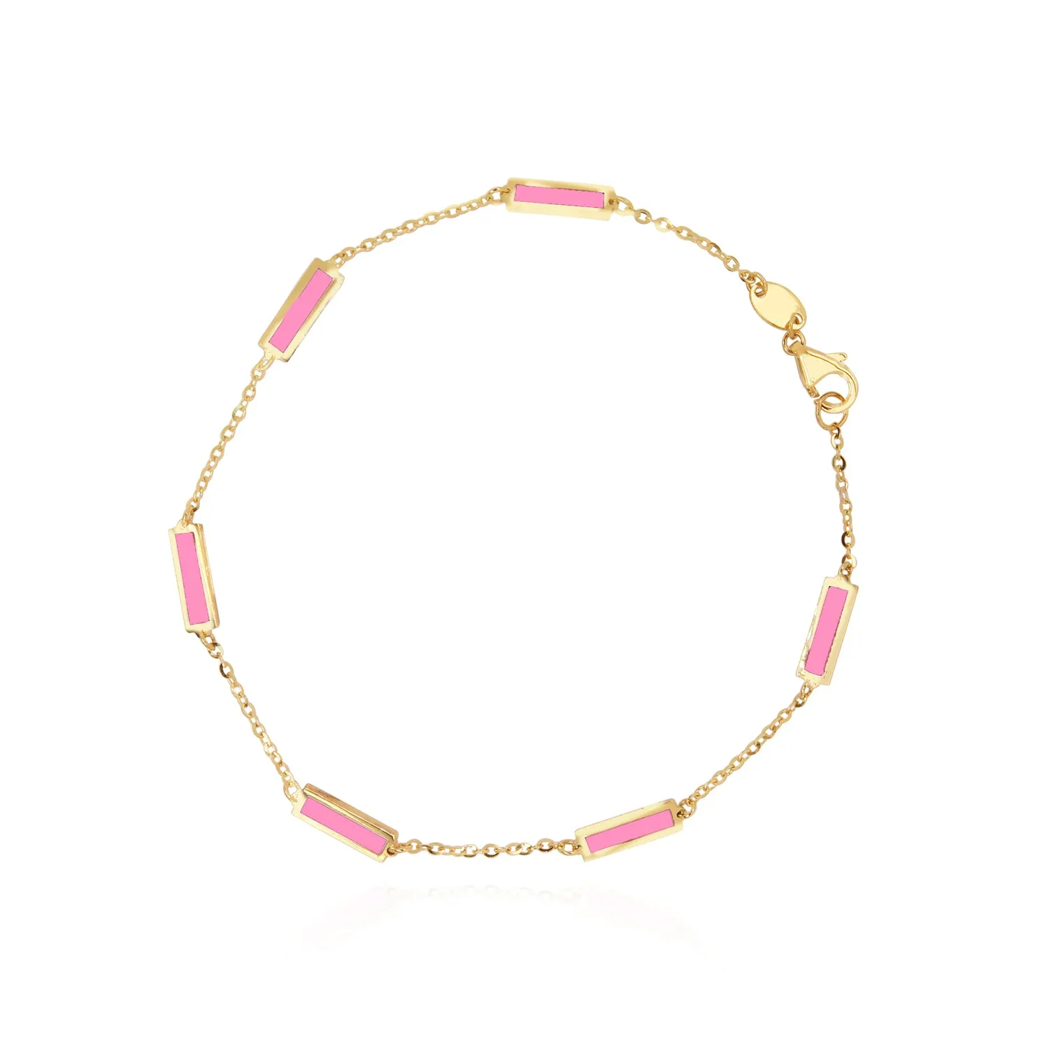 Bubblegum Pink Bar Chain Bracelet