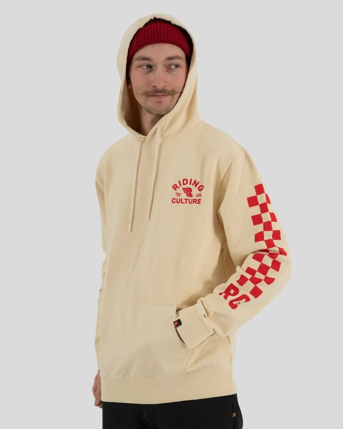 Checkerboard Hoodie Dirt White