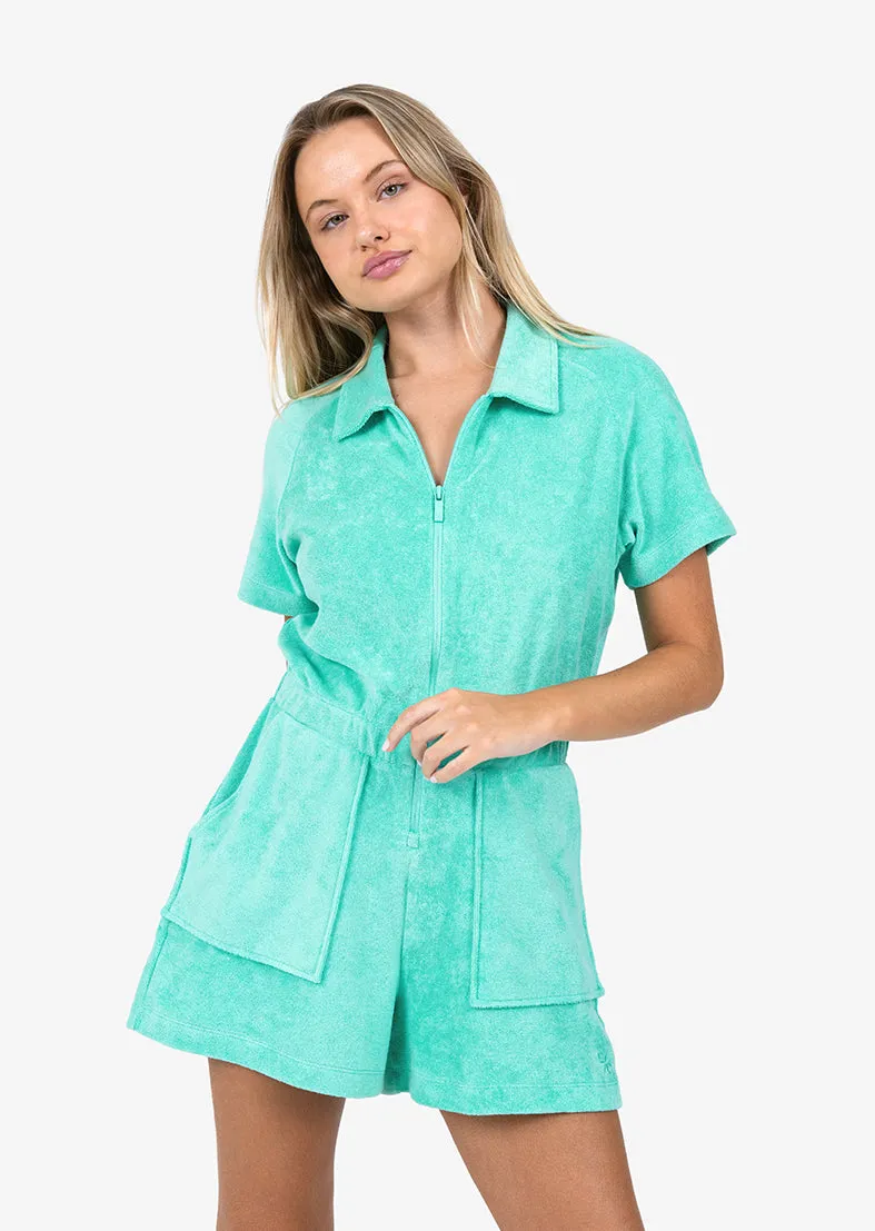 Club LC Terry Drawcord Romper Mint