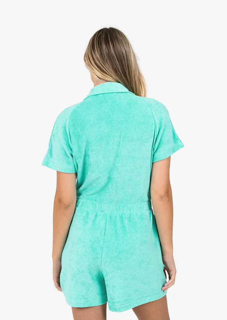 Club LC Terry Drawcord Romper Mint