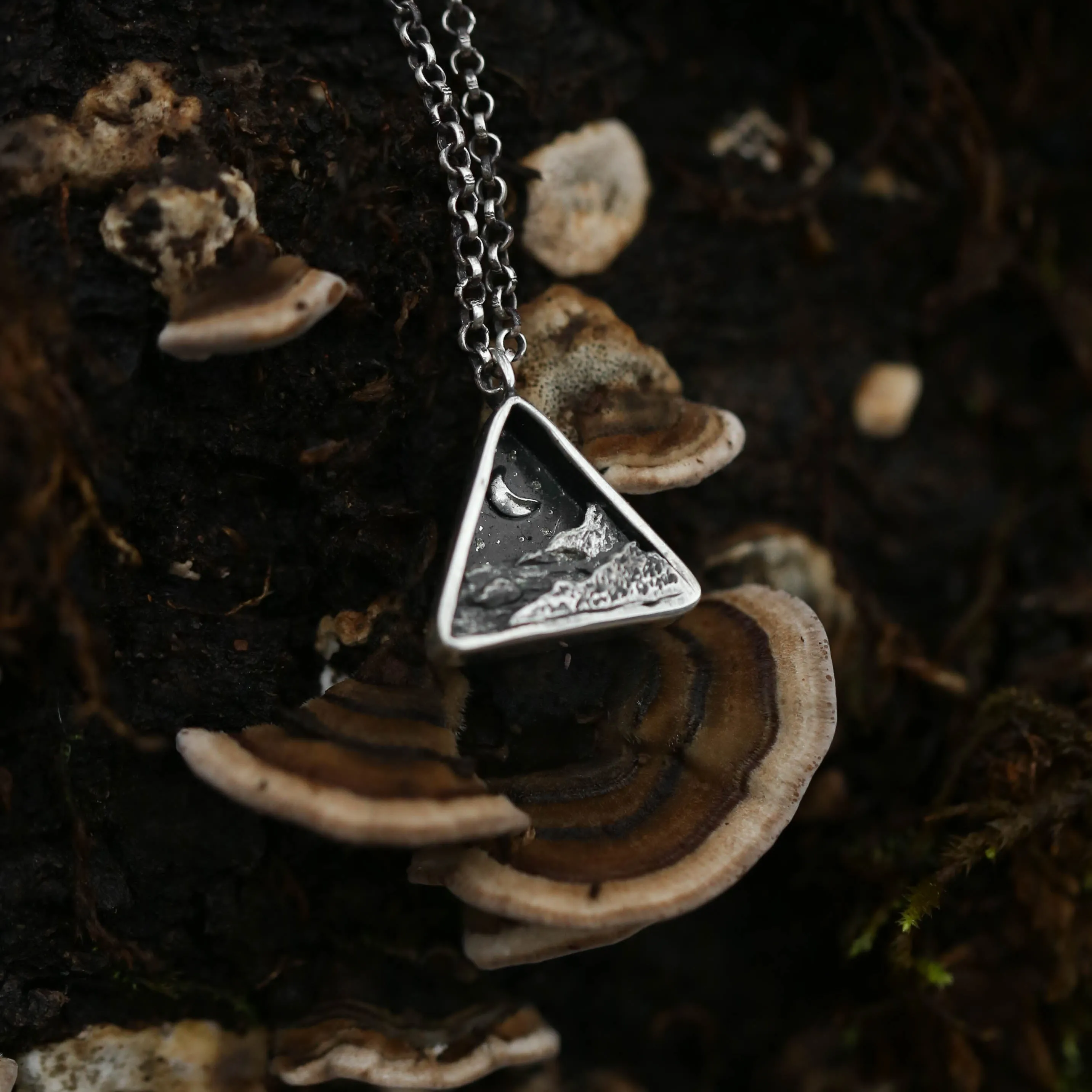 Coastal Moon Sterling Silver Triangle Miniscape Necklace