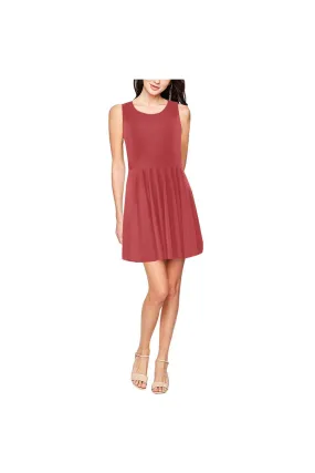 Coral Orange Thea Sleeveless Skater Dress(Model D19)