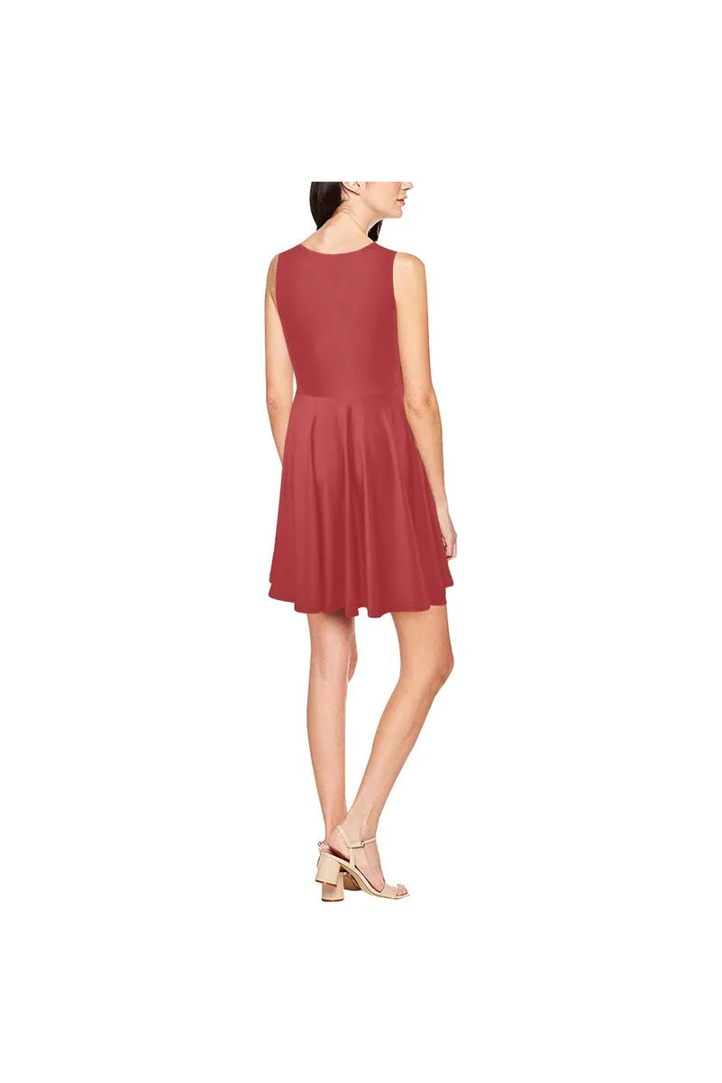 Coral Orange Thea Sleeveless Skater Dress(Model D19)