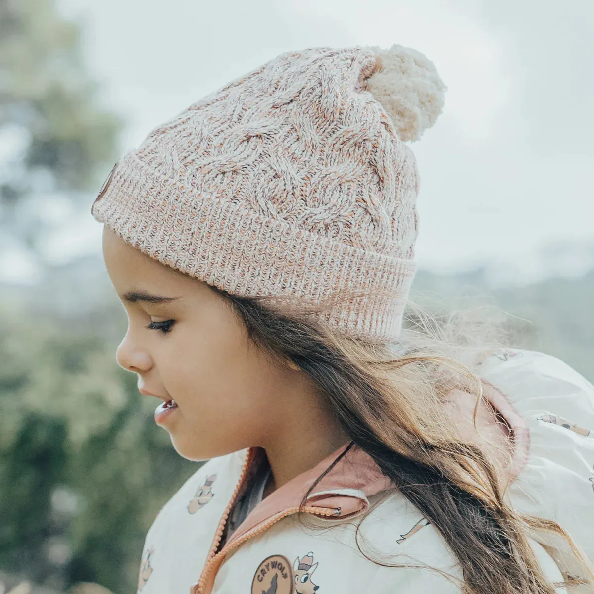 Crywolf Pom Pom Blush Speckle Beanie