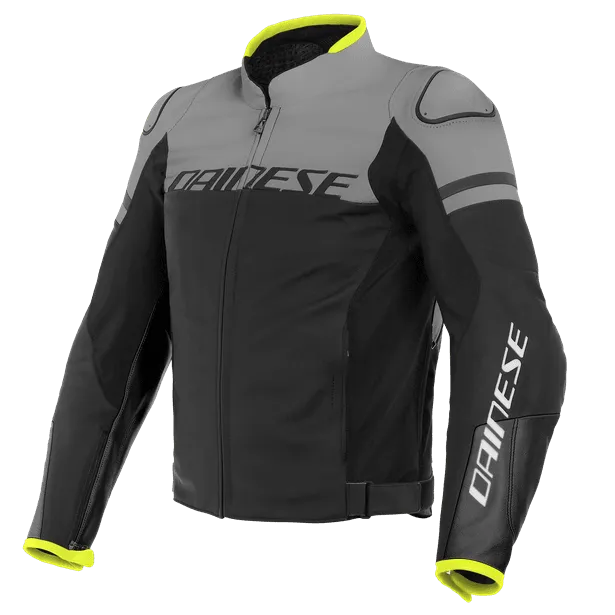 DAINESE AGILE GIACCA  PELLE GRIGIO FLUO