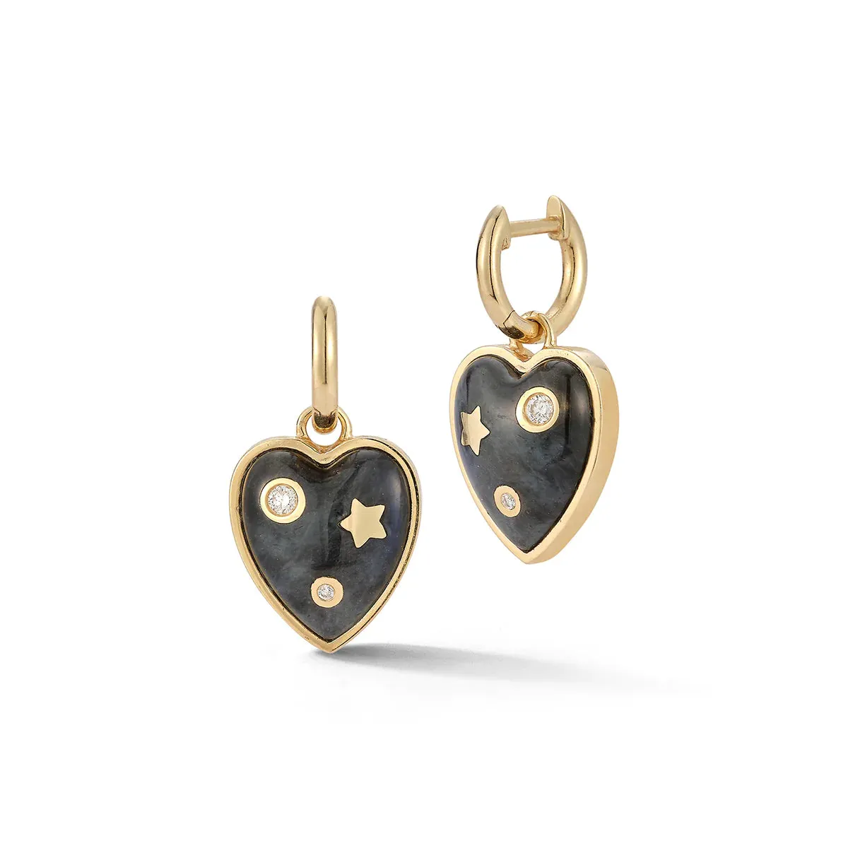 Diamond & Semiprecious Anne Heart Huggie Earrings