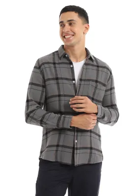 Dobby Steel Grey Check Shirt