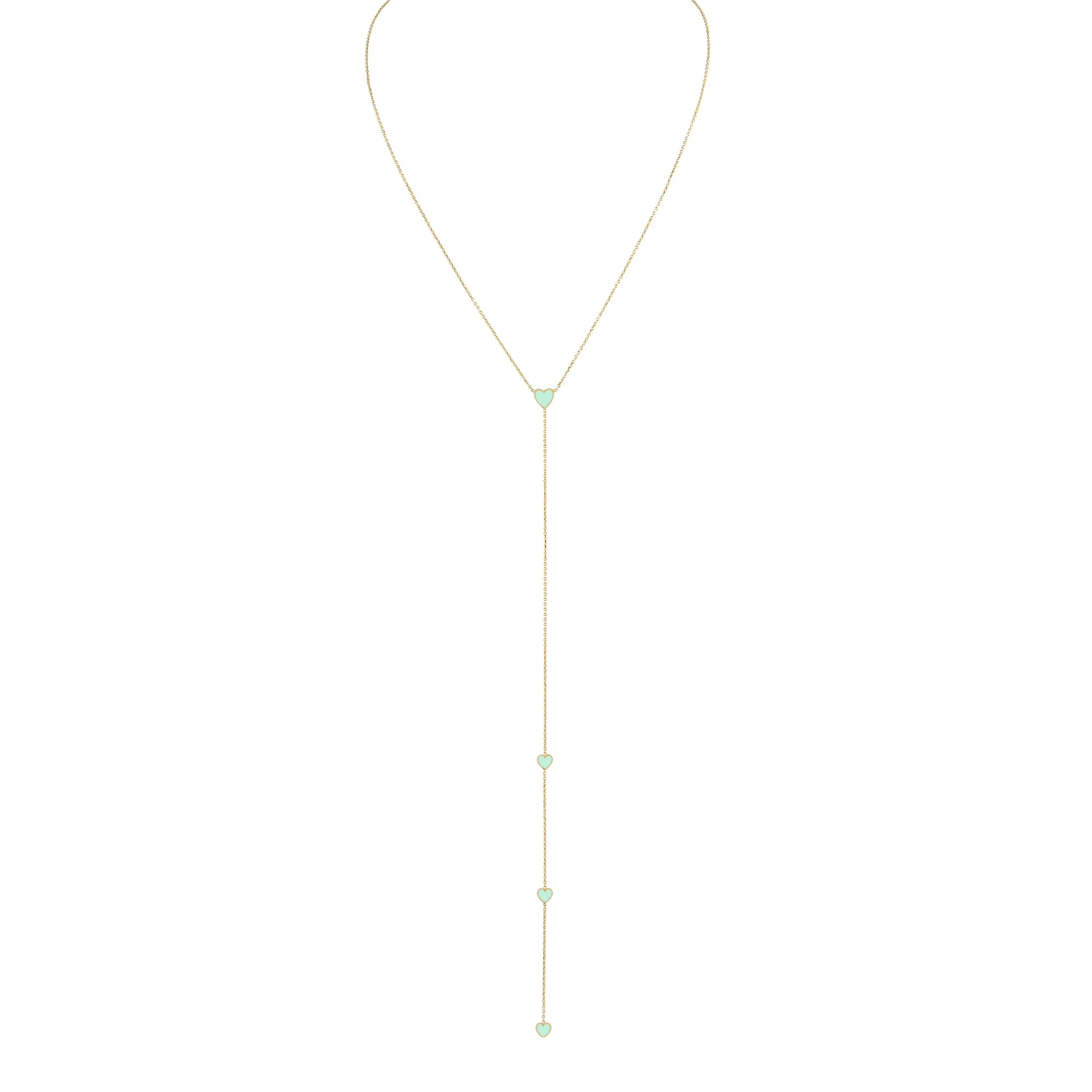 Enamel Hearts Lariat Necklace